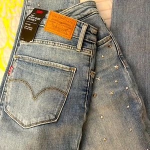 Levis 721 high rise jeans skinny star crystal studs 26